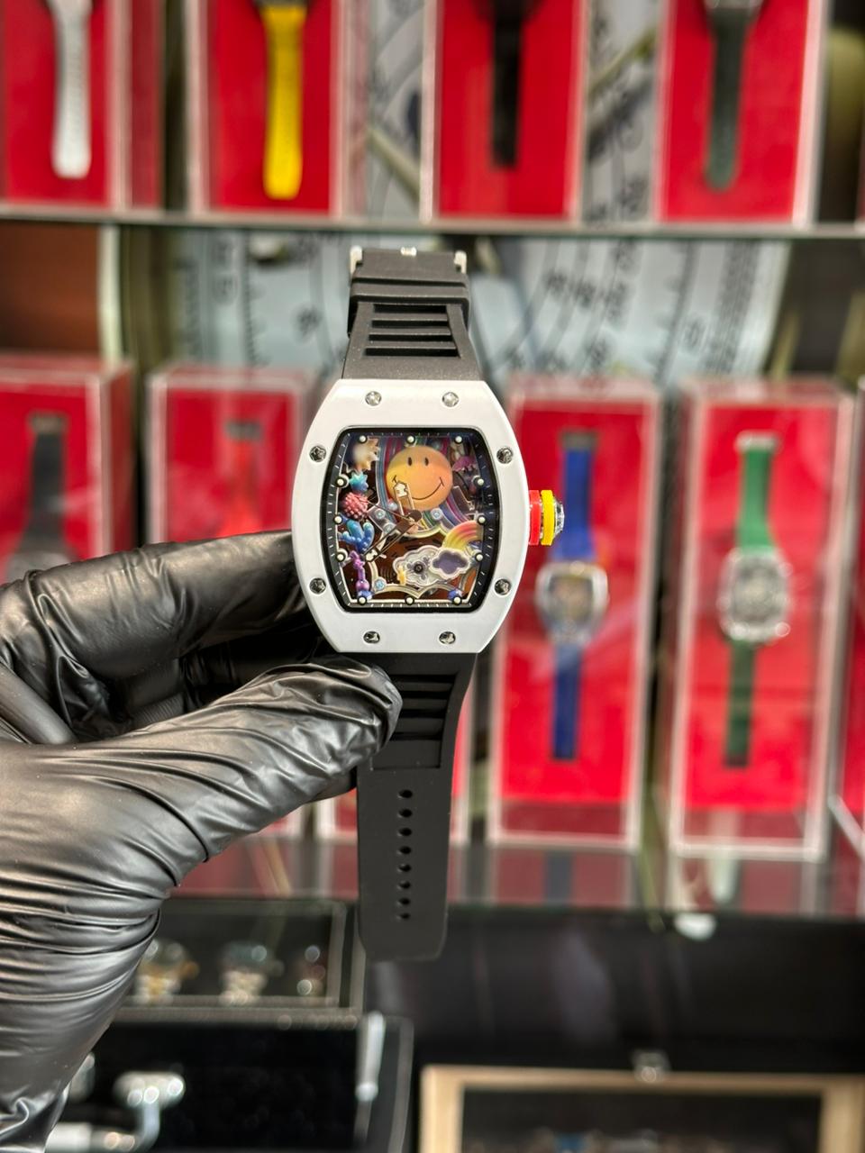 RM Smile in White Dial & Black Strapes