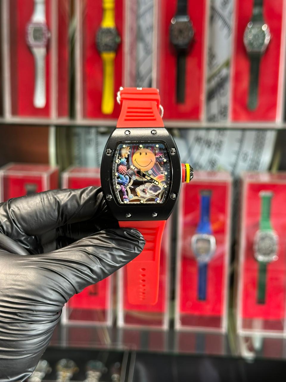 RM Smile in Black Diall & Red Strapes