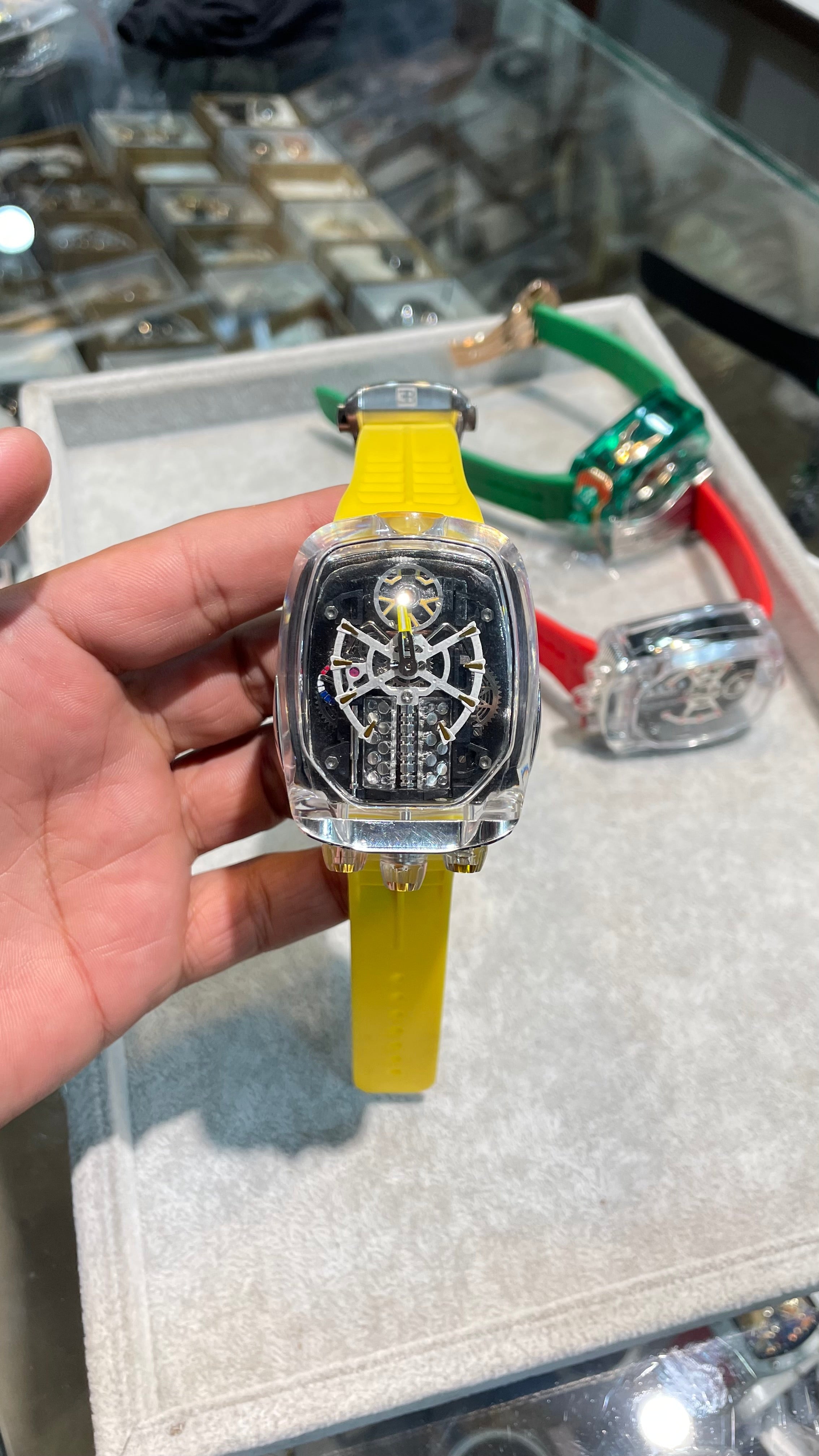 Luxury Semi Auto Bugatti Watch In Yellow