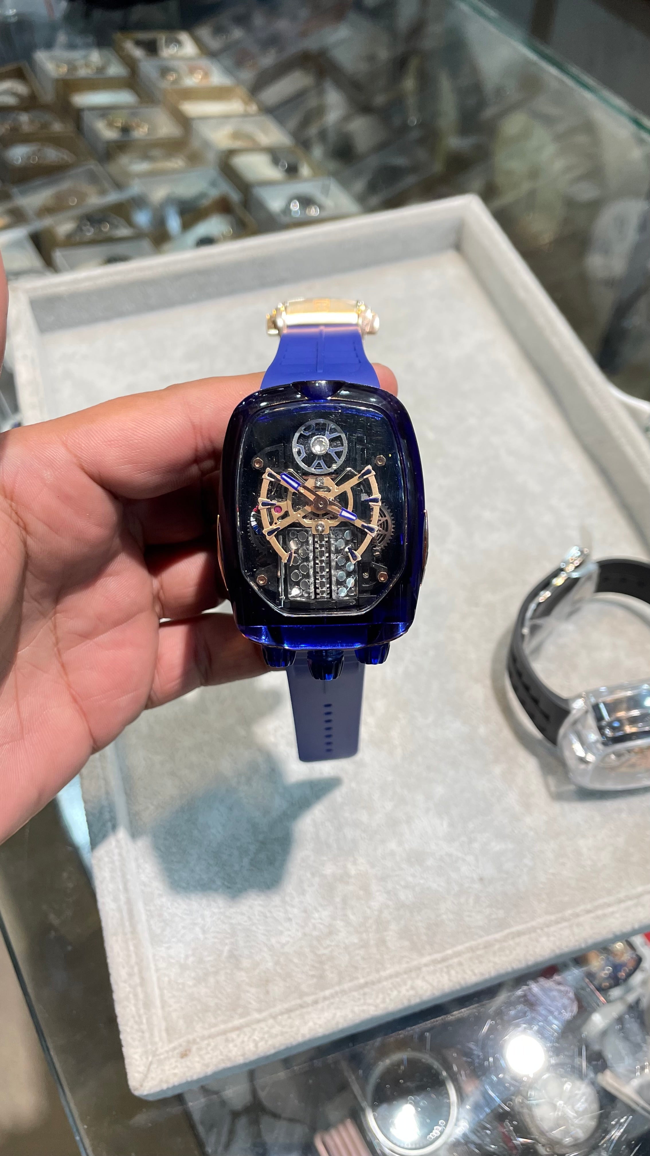 Luxury Semi Auto Bugatti Watch In Blue