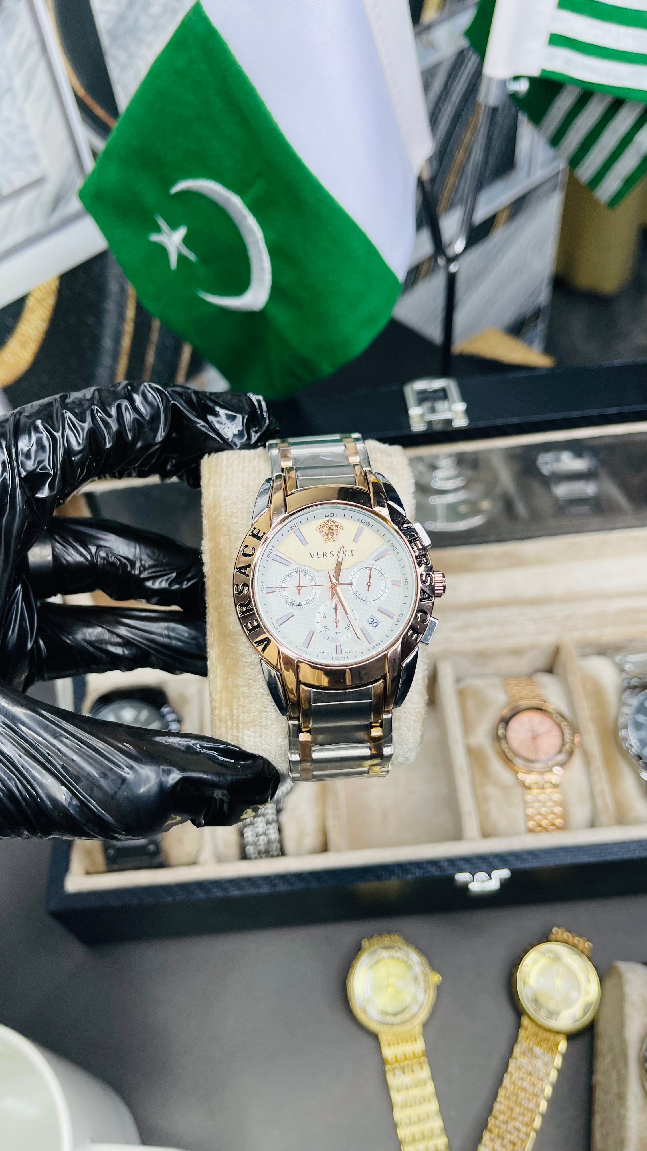Rose Gold Versace Watch With Free Ladies Watch