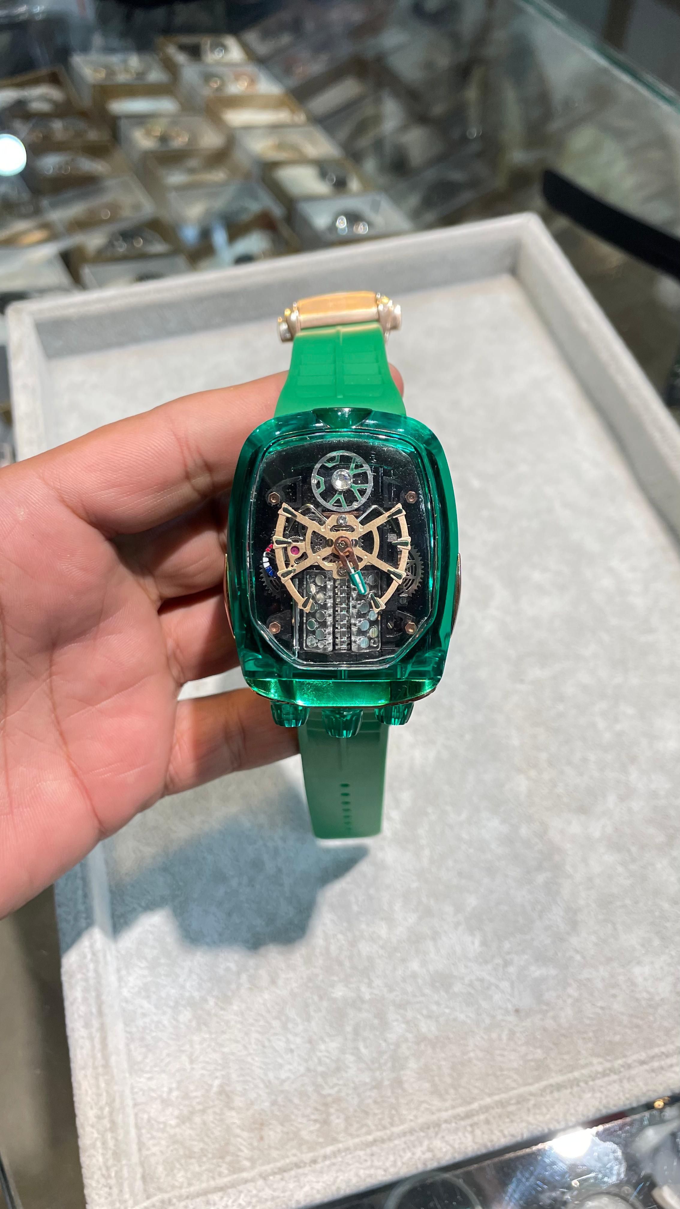 Luxury Semi Auto Bugatti Watch In Green